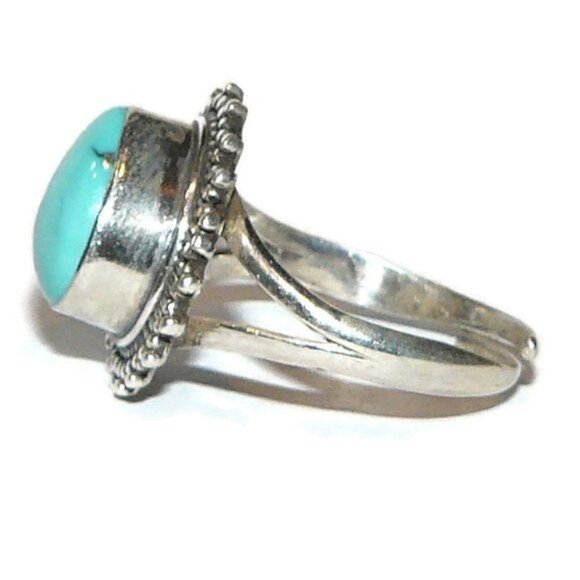 Genuine Turquoise and Sterling Silver Ring Adjustable - Picture 7 of 8